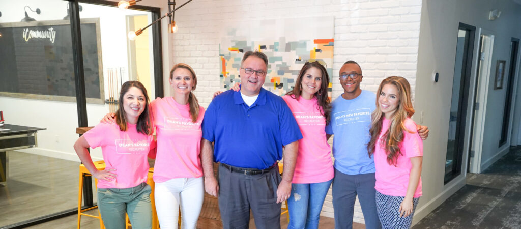 Five iMethods Recruiter stand in a line next to the Vice President of People Development